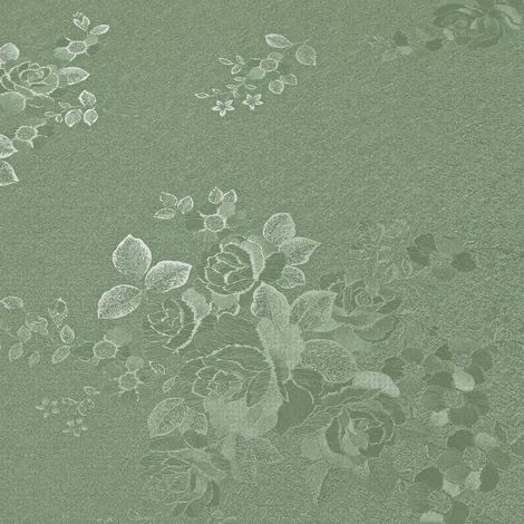 Papier Peint Relief Vert Sauge Vintage Papier Peint Adhesif Fleur Texturé 40Cm × 300Cm Papiers Peints Fleuri Roses Adhesif P[BI91] (1/5)