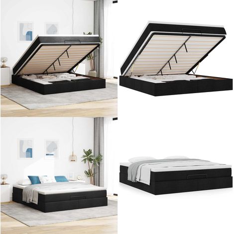 VidaXL Cadre de lit ottoman avec matelas noir 160x200 cm tissu