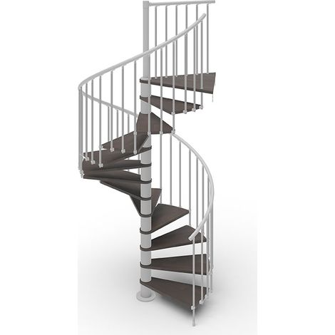 Escalier colimaçon gain de place 15 marches - Hauteur à franchir de 3.08m à 3.60m - Ø 1.40m - Structure grise et marche Wengé - PHOLA140/SGMWEN-15