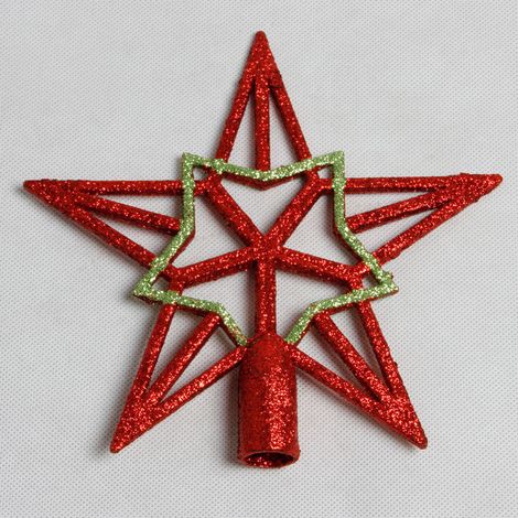 Décoration d'arbre de Noël avec badge rouge scintillant (1/5)