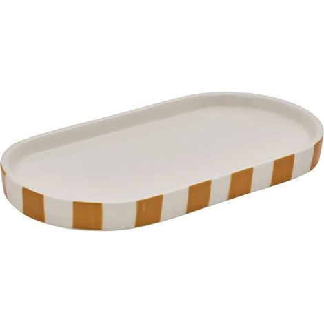Plateau de Salle de Bain en Céramique "Strio" 23cm Jaune