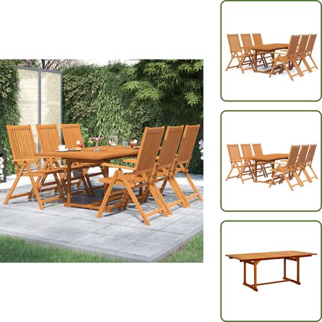 Ensemble à manger de jardin 7 pcs Bois d'acacia massif - Salon De Jardin - Meubles De Jardin - Set De Table Extérieur - Table Extensible - Chaise Pliante