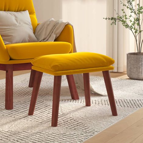 Repose-pied Tabouret Bas  Pouf Bout de Canapé Jaune moutarde 45x29,5x39 cm Velours 54191 (1/5)