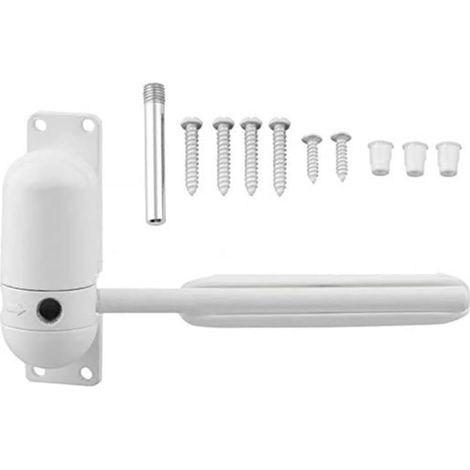 Chiudiporta automatico a molla per porte interne, chiusura automatica con asta di regolazione e vite per porte di peso compreso tra 10 e 60 kg (bianco)