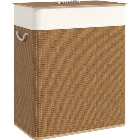 Panier à linge, en bambou, 100 L, avec panier, avec couvercle, pour salle de bain buanderie, rangement buanderie, organisation maison