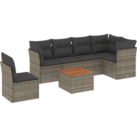 Maison Exclusive - 7-tlg. Garten-Sofagarnitur mit Kissen Grau Pol