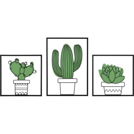 Pannello decorativo da parete in metallo multicolore – Cactus 33x1,3x46,5-33x1,3x33 (1/5)