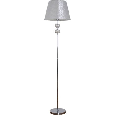 Pie de salón cromo bolas mosaico espejo pantalla plata jaspeada 1xE27 (1/4)