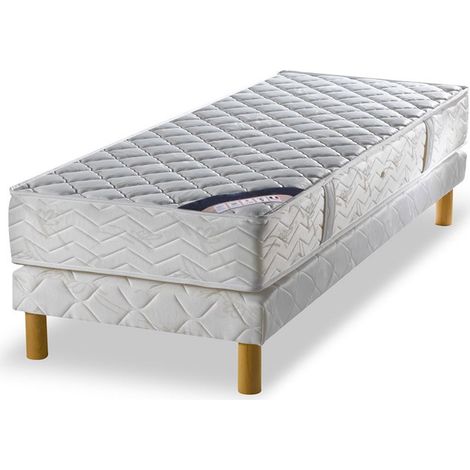 M&S – Ensemble matelas ressorts biconiques 80x190cm – Confort équilibré – Sommier 14cm avec lattes multiplis – Traitement anti-acarien
