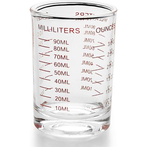 2 Tasse à mesurer, échelle double, verre épais, 90ml, cuisine, bar (1/5)