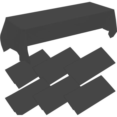 Lot de 6 nappes jetables rectangulaires en plastique noir pour fête intérieure ou extérieure, mariage, anniversaire, pique-nique 137 x 274 cm (1/5)