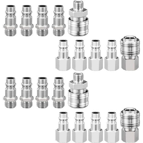 Raccord Rapide Pneumatique 1/4" BSP, 20 Pièces Embout Compresseur Air Européen, Raccord pour Tuyau Pneumatique (1/5)