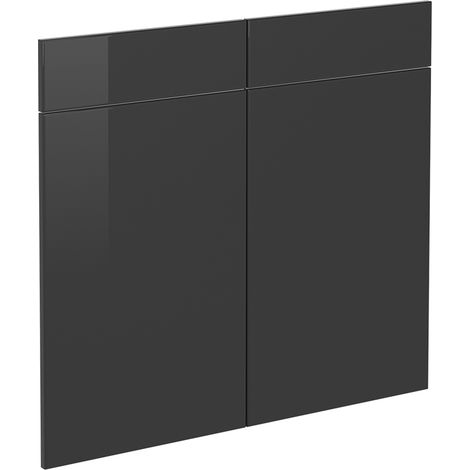 Façade de cuisine R-Line, Anthracite Haute brillance, 79.2x70.8cm façade de meuble pour meuble bas à tiroirs, Vicco (1/5)