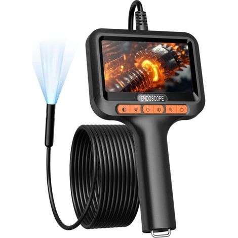 Camera Endoscopique 10m avec Écran et Lumière, 1920p HD Camera Canalisation avec Écran IPS 4,3 Pouces et 8 LED Réglables, IP67 Camera Inspection, 8mm Endoscope Câble Semi-Rigide No App No WiFi (1/5)