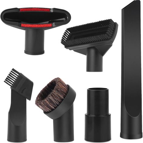Set di spazzole universali per aspirapolvere da 32 mm - 6 pezzi, bocchetta per fessure per tappezzeria, bocchetta per materassi, bocchetta per aspirapolvere con adattatore per tubo flessibile da 35 mm (1/4)