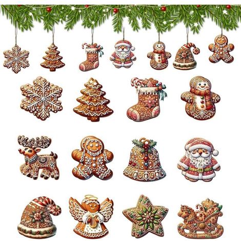 24 Pièces Decoration Noel Sapin en Bois, Decoration Sapin de Noel, Deco Sapin de Noel, Décoration Sapin de Noel, Deco Noel Sapin, Cerf Flocons Étoiles Decoration Noel Bois pour DIY Fête (1/4)