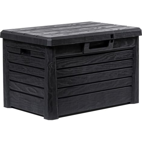 Toomax Compact Florida baule da 120L da esterno 73x50,5x46,5h cm, colore antracite con finitura effetto legno in plastica resistente ai raggi UV, con chiusura per lucchetto, per esterni