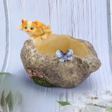 Mini pot de fleurs décoratif en résine, motif animal de dessin animé, pour plantes succulentes, style chat. (1/5)