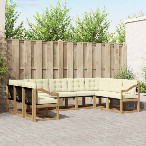vidaXL Outdoor-Sofagarnitur mit Kissen 9 pcs Weiß und Creme (1/5)