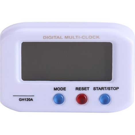 Réveil Numérique LCD Portable avec Rétroéclairage et Snooze, Support et Pince, ABS Blanc, 6.9x4.7x3.3cm, Idéal Bureau Voiture (1/3)
