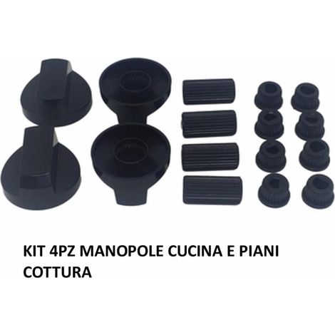 KIT 4 PZ MANOPOLE POMELLI UNIVERSALI CUCINA PIANO COTTURA NERO