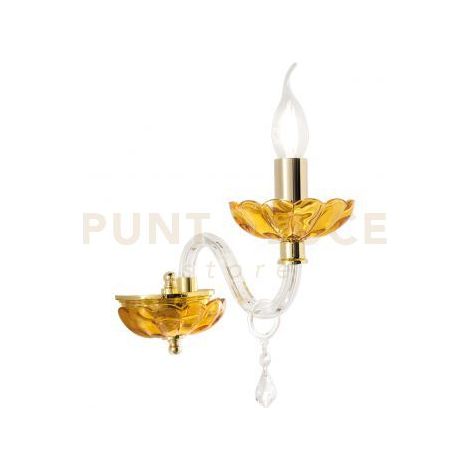 APPLIQUE PATRICIA 1 LUCE TRASPARENTE AMBRA ATTACCO E14 25X25X12CM