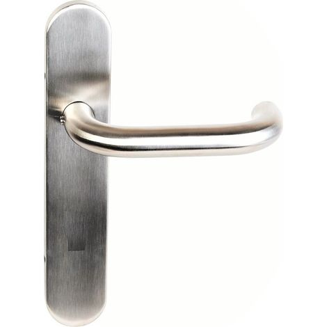 Paire de  Poignées de porte  - KLOSE besser - sur plaque "Karina en U" inox 304  Bec de cane