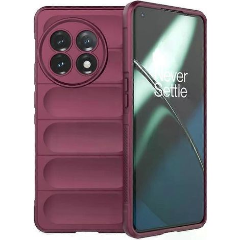 Étui pour OnePlus 11 5G - Magic Shield TPU et flanelle, rouge vin