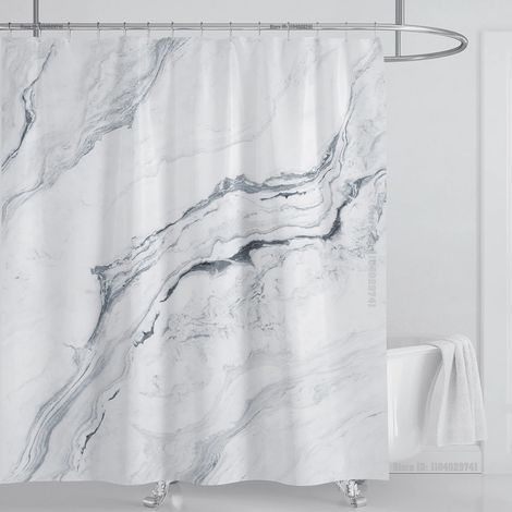 Filiyano-Rideau de douche imperméable effet marbre avec crochets, imprimé et lavable, décoration intérieure, L 240 x H 180 cm