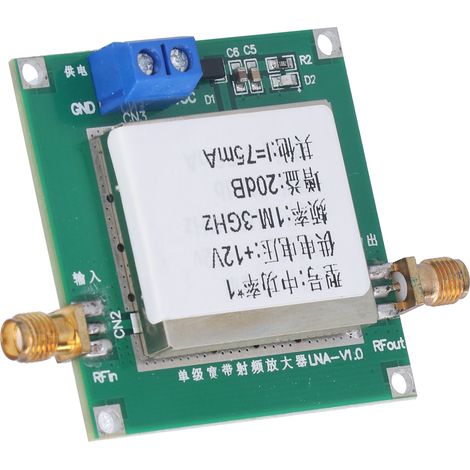 Verstärkermodul, 19,5 dB Verstärkung, 12 V DC, 75 mA, 1 MHz bis 3 GHz Bandbreite, rauscharmes HF-Verstärkermodul, Platine (1/5)