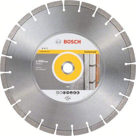 Bosch – Disque diamant pour meuleuse 350mm – Coupe béton et maçonnerie – Alésage 25,40mm – Largeur 3,2mm – Hauteur segment 12mm