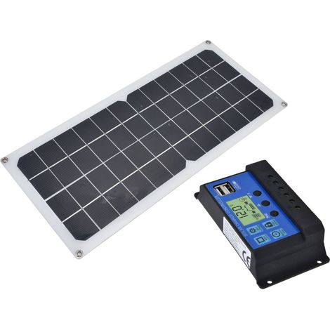 Panneau solaire 10 W avec contrôleur 60 A, ventilateur d'extraction et deux ports USB femelles pour camping-car, bateau, avion et satellites. (1/5)
