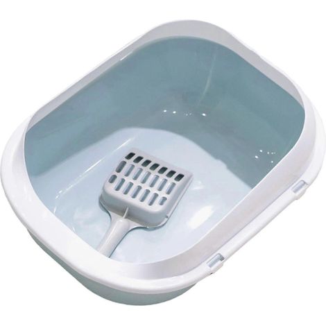 Bac à litière pour chaton, bac à litière ouvert pour animaux de compagnie, bac à litière pour chat avec bords hauts, bac à litière pour chien, facile à nettoyer-blue