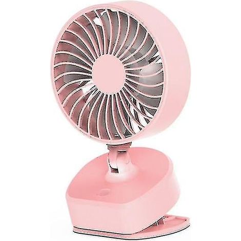 Mini-Tischventilator zum Anklemmen, USB-aufladbar, 360-Grad-Drehung (rosa)