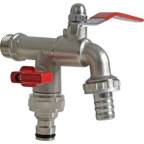 Außenwasserhahn Doppel Wasserhahn Garten 1/2 Zoll Anschluss Auslaufhahn (1/5)