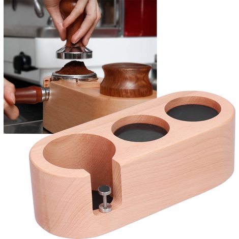 3-Loch-Kaffeefilterhalter, Tamperständer aus Holz, Tamperstation mit rutschfester Matte (1/5)