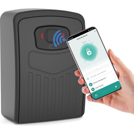Coffre-fort à clé intelligent à empreinte digitale – Accès à distance via application – Ouverture Bluetooth – Coffre extérieur sécurisé (1/4)