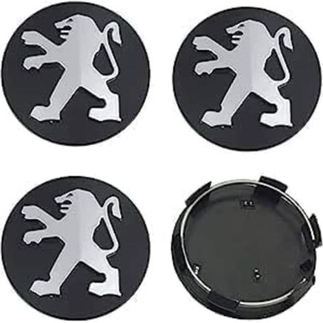 4 enjoliveurs centraux de roue pour Peugeot 60 mm noirs. (1/5)