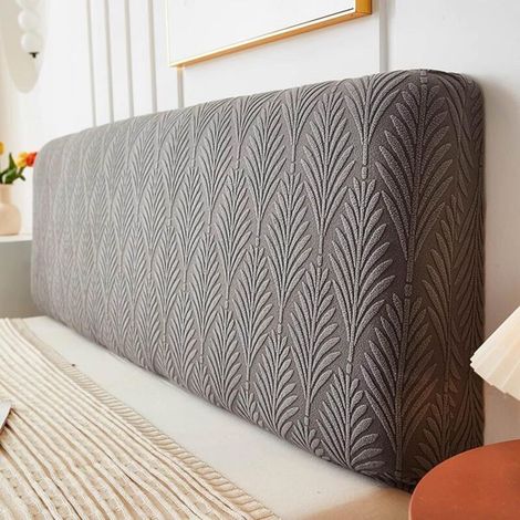 Housse de tête de lit (180 cm, gris foncé), extensible, lavable, pour lit double, en velours quatre saisons, idéale pour la décoration de la chambre (1/5)