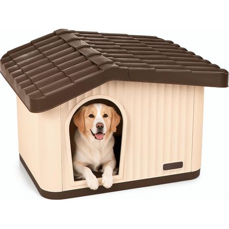 Maison pour Chien avec Toit Incliné 75x63x51cm Beige/Marron (1/5)