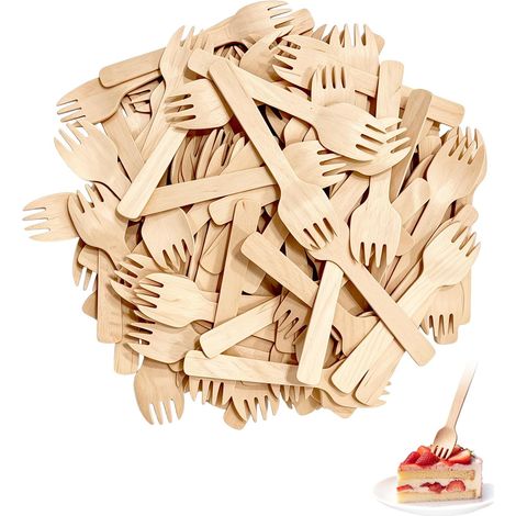300 Pièces Fourchettes En Bois, Mini Fourchettes D'Apéritif (1/5)