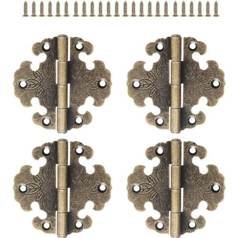 Bisagras antiguas,juego de 4 piezas,Bisagras decorativas,Bisagras de bronce vintage,ideales para decorar armarios,puertas de madera y librerías (1/5)