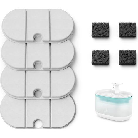 Filtre Fontaine Eau Chat, Pack de 4 Filtres de Remplacement pour Capsule Fontaine à Eau Chat PLWF002, Filtre avec Système de Quadruple Filtration pour Fontaine Chat