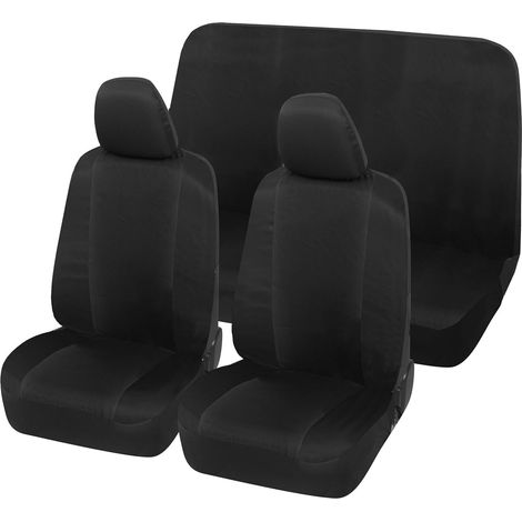 Lupex Shop – Coprisedili auto universali, compatibili per 600, anteriori e posteriori, NO LOGO, in Policotone, Nero/Nero