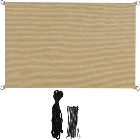 RHG Voile d'ombrage 3x3m Rectangulaire Imperméable à l'eau PES Toile d'ombrage blanc cassé avec 95% de Protection UV pour Patio Extérieur Jardin (1/5)