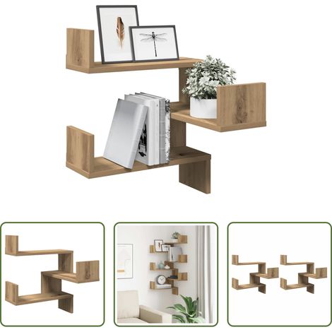 Eckregal -  Wand-Eckregale 2 Stk. Artisan-Eiche 40x40x49,5 Holzwerkstoff (1/5)