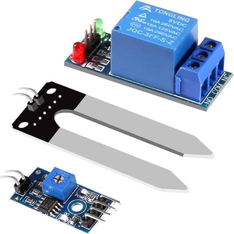 Automatic Watering Kit for Arduino DIY, Ground Moisture Detection + 5 V 4 Channel Relay Module + Mini Micro Submersible Water Pumps + 0.5 m Transparent Hose (1/4)