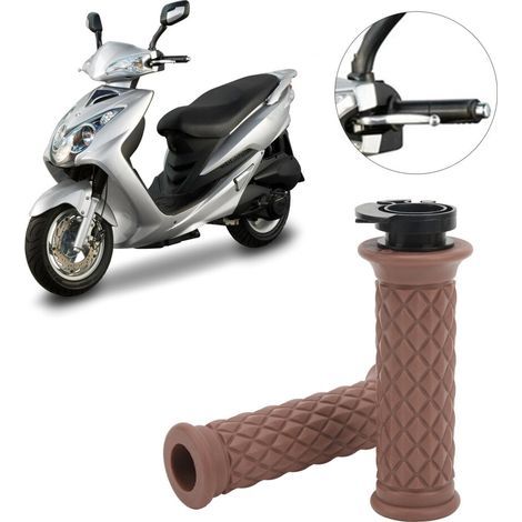 Poignée d'accélérateur universelle de 22 mm pour scooter (marron), compatible avec les scooters GY6 de 50 à 150 cm3.