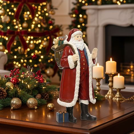 Statuetta decorativa di Babbo natale in piedi con sacco regalo, da h 38 cm (1/4)