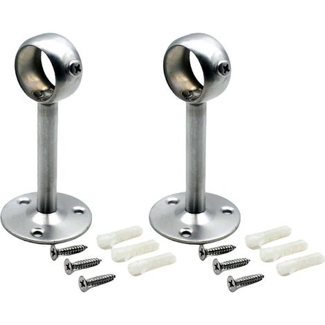 2 supports de tringle à rideaux de plafond robustes en acier inoxydable argenté 25 x 100 mm (1/5)